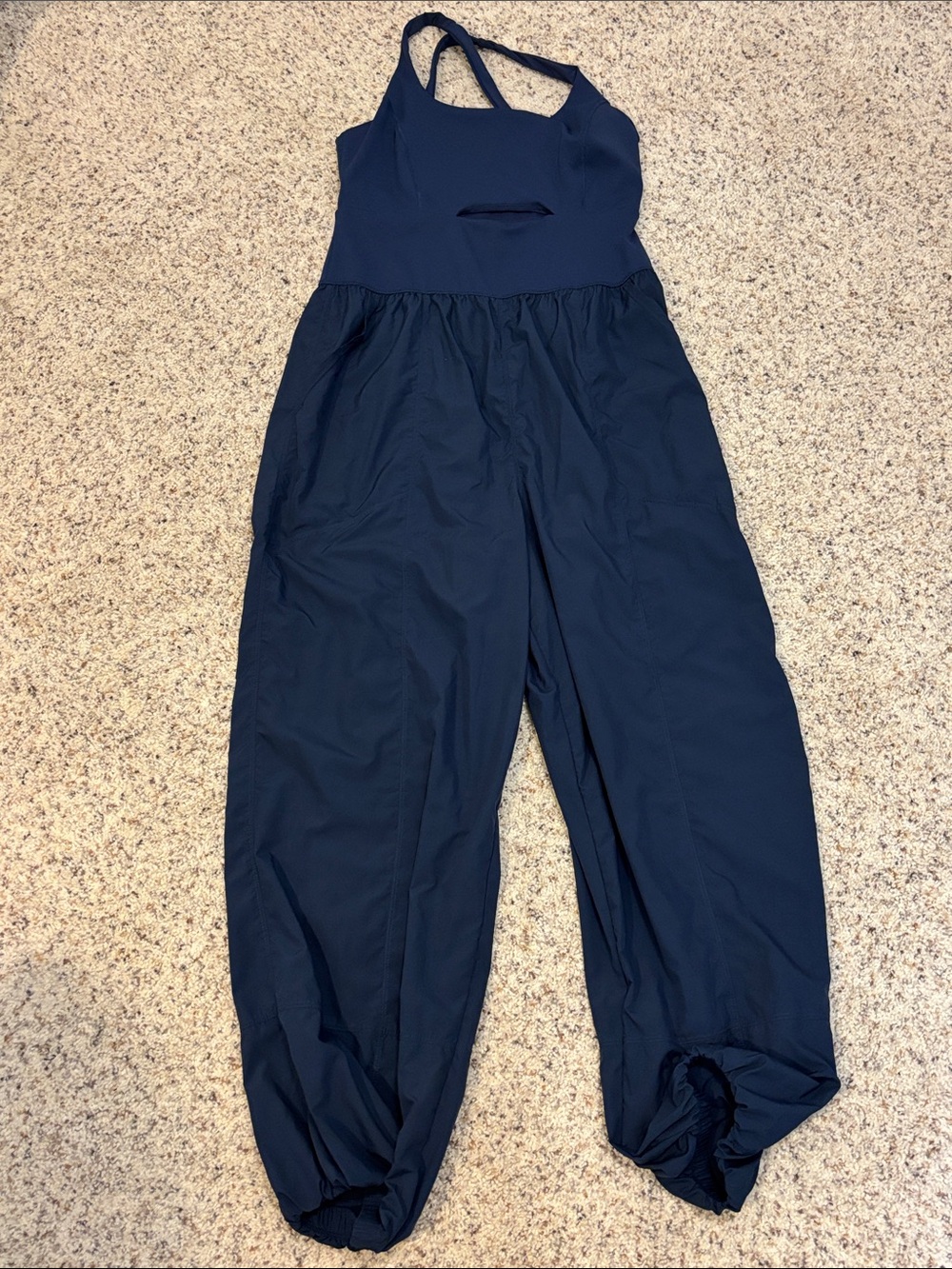 Free People Navy Sleeveless Halter Jumpsuit with Balloon Legs